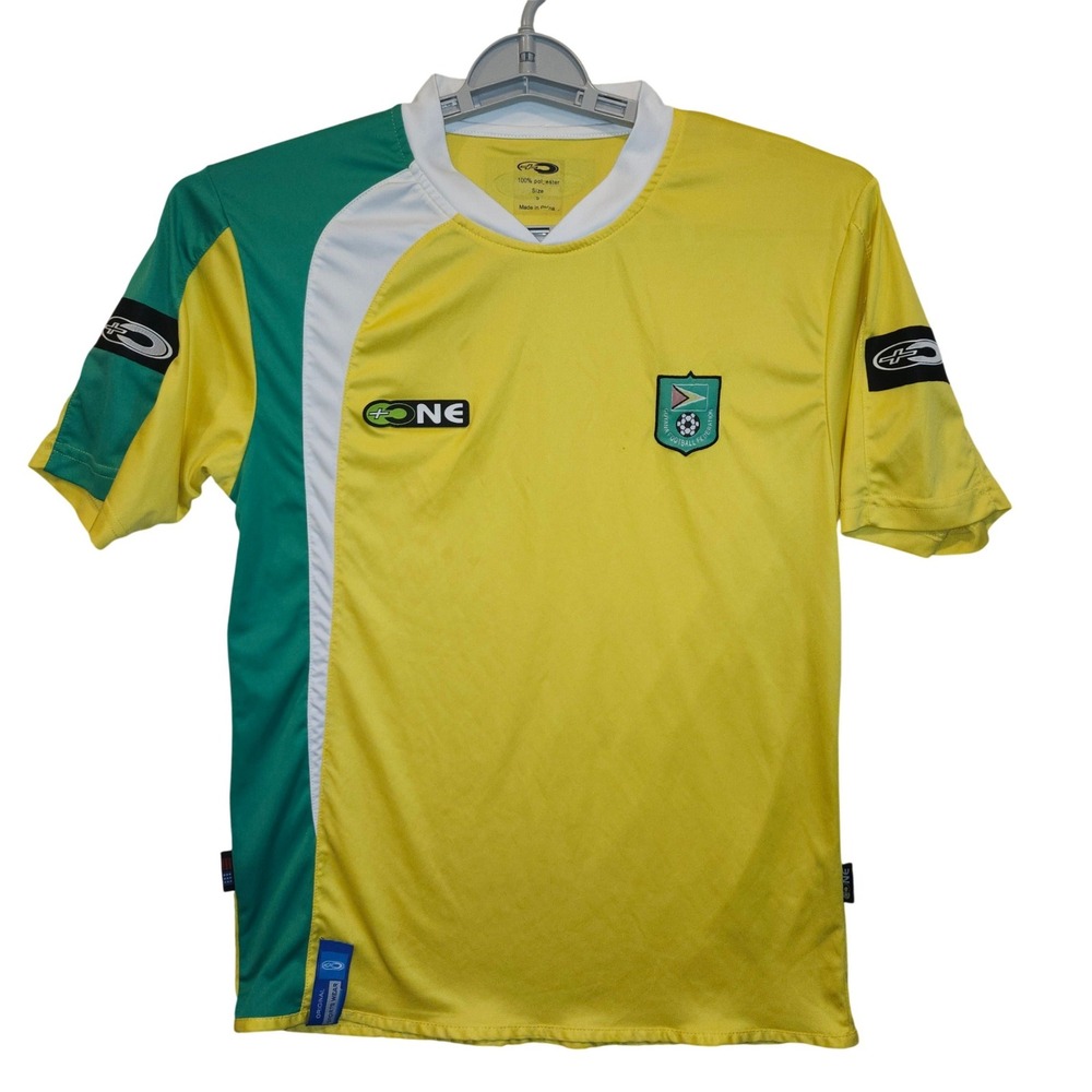 +ONE Guyana Football Federation Soccer Jersey Yellow Green Mens Small S